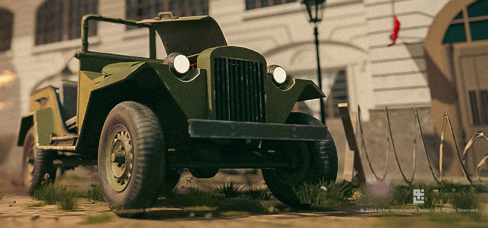Military Jeep at Rasht’s Municipality Square